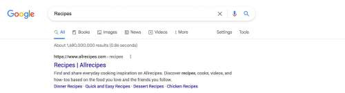 Google search results for recipes